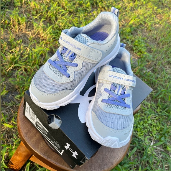 Under Armour Other - Under Armour toddler girl sneakers grey - blue/violet - size 9 NEW IN BOX